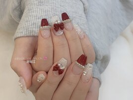 【赤リボンネイル】