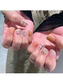 チェックリボンネイル