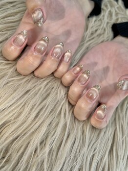 ハナネイルアンドアイラッシュ(hana nail & eyelash)/マグネットガラスフレンチ