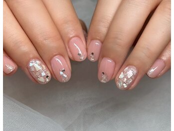 ネイルアンドアイラッシュスタジオ シュシュ(chouchou)/ピンクネイルシェル人気ラメ