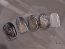 アイネイルズ 吉祥寺店(I nails)/奥行きモノトーン月ネイル