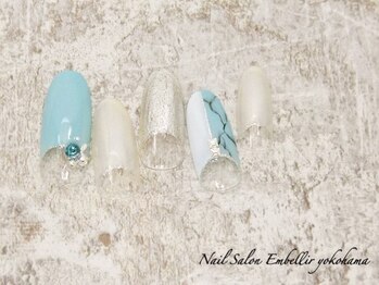 アンベリール 横浜店(Embellir)/(1816)バイカラー大理石ネイル