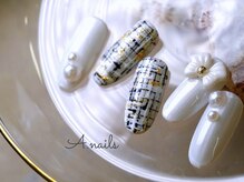 エーネイルズ 心斎橋(A.nails)/ツイードリボン