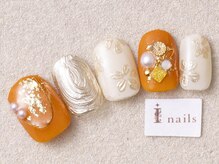 アイネイルズ 三宮店(I nails)/オレンジミラーフラワー