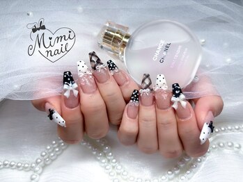 ミミネイル(Mimi nail)/白黒ドット×チェック