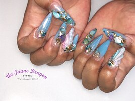 【ロングネイル】ブルーネイル