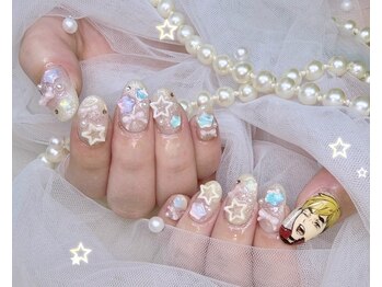 痛ネイル 推し オーロラ 星