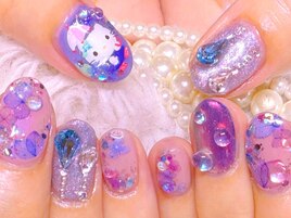 梅雨ネイル紫陽花×雫×キャラ