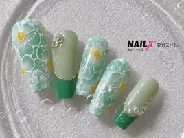 大人フラワーネイル/フレンチ