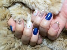 シュガーネイル(sugar nail)/ブルー＆ミラーアレンジネイル