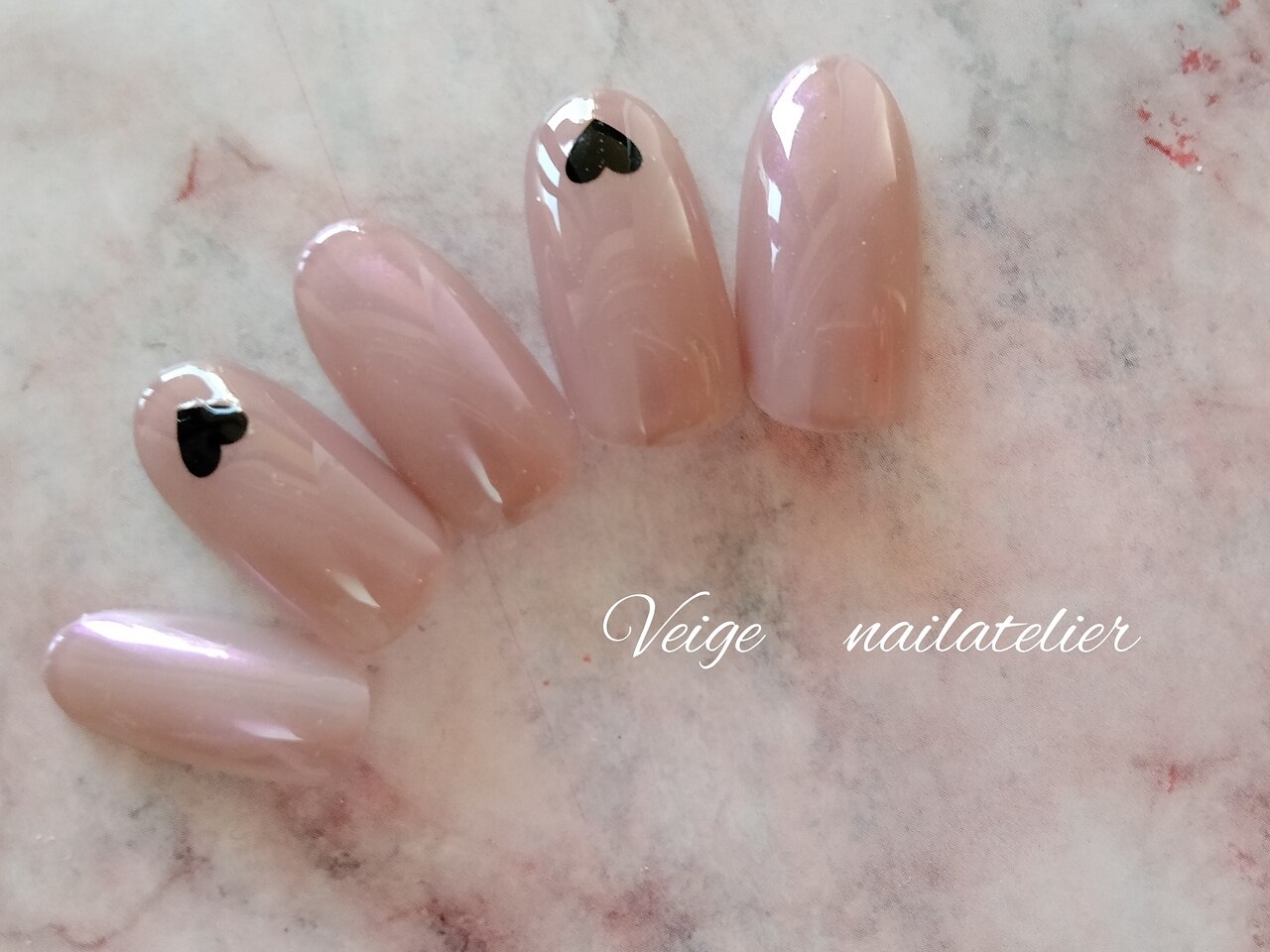 着画あり】ハンドメイド シンプルネイル リングネイル ハートネイル