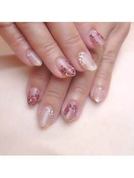 ピオニーネイル(peony nail)/チョコレートコスモス