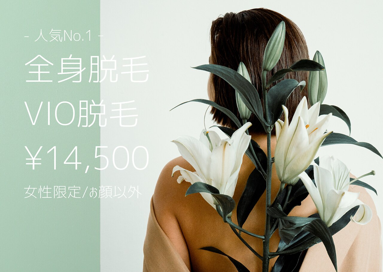 女性全身脱毛＋VIO脱毛（顔なし）\14,500