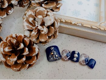 ネイルサロン&スクール ジーナ(GINA)/ネイビーアーガイルクリスマス