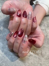 マグネット×チェックネイル