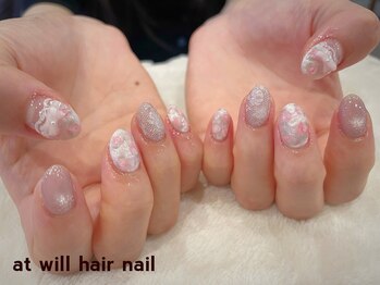 アット ウィル ヘアー ネイル(at will hair nail)/薔薇とレースのデザイン
