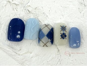 ネイルメゾン 池袋店(NAIL MAISON)/ネイビーアーガイル¥10550