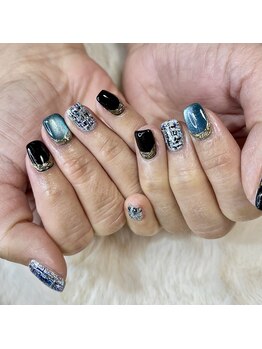 リファインネイル(refinenail)/寒色ツイードネイル