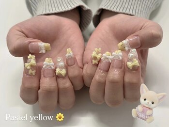 小花柄×リボンレースネイル♪