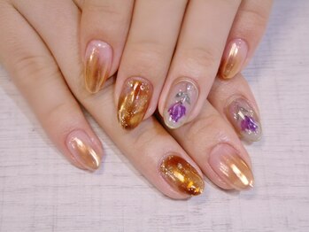 ラルネイル 大宮(Lull. nail)/*べっ甲ミラー*薔薇art*