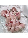 くまちゃんバレンタインネイル