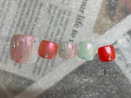 縦グラオーロラフットネイル