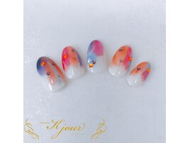秋カラー塗りかけネイル