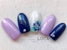 ネイルアトリエルカ(nail atelier LUCA)/W-673 大人可愛い紫陽花ネイル