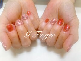 オレンジツイードネイル♪