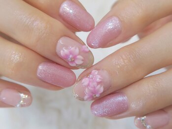 ジェルアート/桜3Dネイル