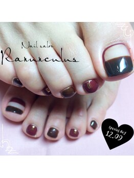 ラナンキュラス(Ranunculus)/冬のお洒落☆FOOTNail