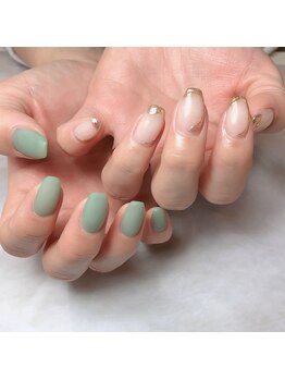 ネイルルーム オルポノ(Olupono)/大人可愛いアシンメトリーネイル