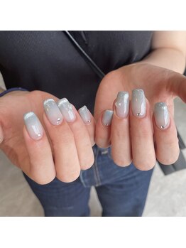 ミントリーフ バイ リート(Mint leaf by Reat)/くすみブルーマグネットグラデ