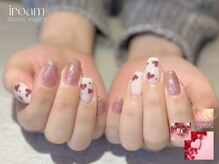 イロアム(iroam)/バレンタインネイル/ハート/ラメ