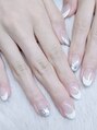 ボネール(nail ＆ eyelash Bounail)&nbsp;王道白フレンチ×ガラスフレンチ　綺麗(*^^*)
