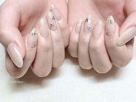 ベージュ×シルバーラメ