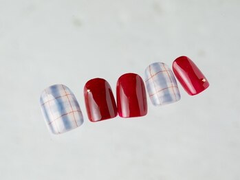 色鉛筆チェック柄ネイル¥7980