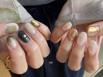 アイネイルズ 天神今泉店(I-nails)/【maya.h】グリーンニュアンス