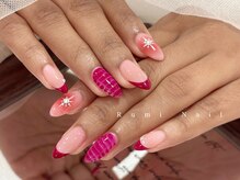 ワンホンネイル 新宿(Rumi Nail)/赤フレンチ/クロコ/冬ネイル