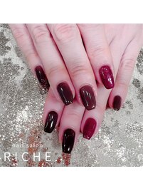 冬っぽボルドーカラーネイル