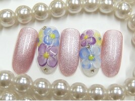 紫陽花3Dアートマグネットネイル