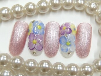 ネイルサロンミキ 横浜(MIKI)/紫陽花3Dアートマグネットネイル