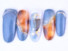 フォア ネイル(FOI NAIL)/ブルー×べっ甲ネイル