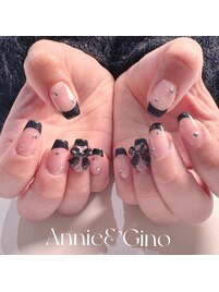 黒フレンチ10本アート¥11000
