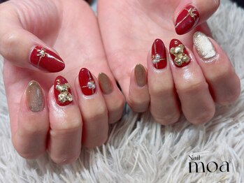 赤ネイル クリスマス モア