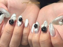 リームサロン 池袋店(LYYM SALON)/シルバー×ブラックローズネイル