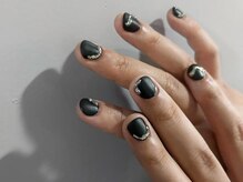 アイネイルズ 梅田店(I nails)/黒マットシルバーミラー￥9700