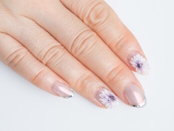 チャミュエル/手描きフラワーとガラスフレンチ