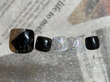 アイネイルズ 横浜EAST店(I-nails)/ブラックミラーフットネイル