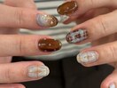 ブラウン チェックネイル